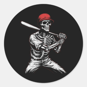 Adesivo Jogador de Beisebol do Skeleton Halloween 1