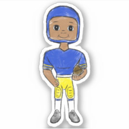 Adesivo jogador de futebol retrô vintage azul amarelo simp