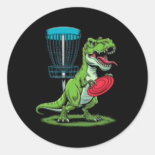 Adesivo Jogador de golfe de disco de dinossauro engraçado 