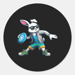 Adesivo Jogador de Golfe de Disco Engraçado Bunny Crianças