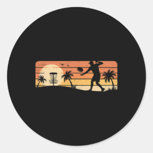 Adesivo Jogador de Golfe de Disco Retro Pôr do Sol Frisbee