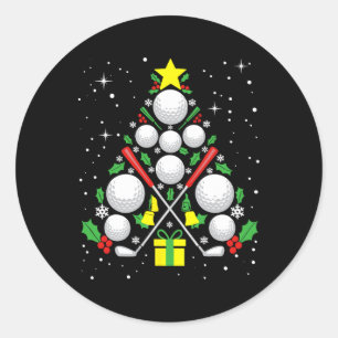 Adesivo Jogador de Golfe Engraçado Luzes de Natal Árvore d