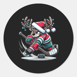 Adesivo Jogador de hóquei da rena Slapshot cervo no Ho fes