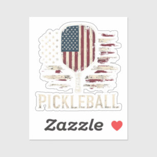 Adesivo Jogador de Pickleball Bandeira dos EUA Retro Paddl
