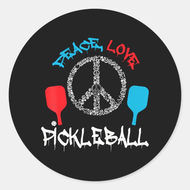 Adesivo Jogador de Pickleball Engraçado Dando Amor à Paz (Frente)