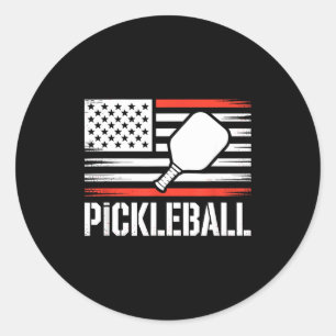 Adesivo Jogador de raquete de pickleball amante da bandeir