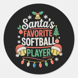 Adesivo Jogador de Softbol Favorito do Papai Noel Natal Es