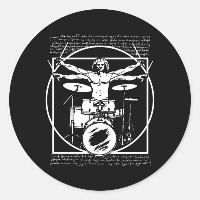 Adesivo Jogador de Tambor Da Vinci Drummer Vitruvian (Frente)