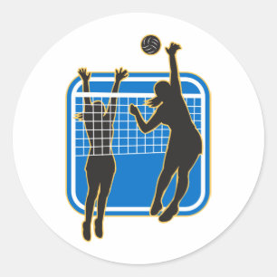 Adesivo Jogador de Voleibol Bloqueando Bola Dentro