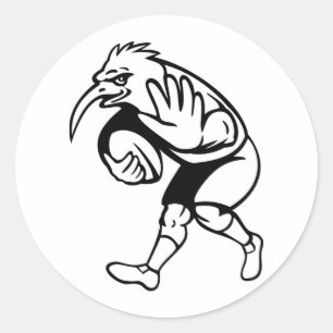 Adesivo Jogador do rugby do pássaro do quivi com bola que
