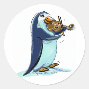 Adesivo jogador do violino do penquin