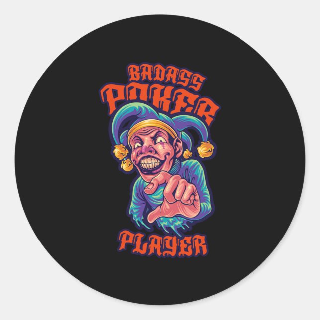 Adesivo Jogador Poker Jester Casino - Cartões de Jogo Pres (Frente)