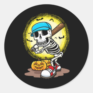 Adesivo Jogador Skeleton Softball Crianças de Halloween