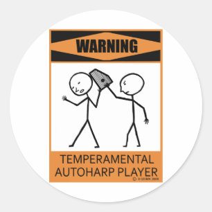 Adesivo Jogador Temperamental de advertência de Autoharp