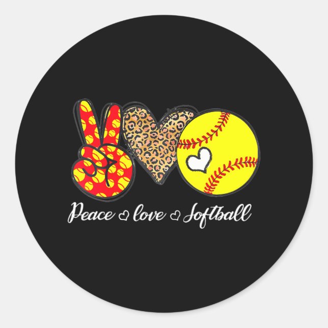 Adesivo Jogadora de Softball Leopard Leopard do Peace Love (Frente)