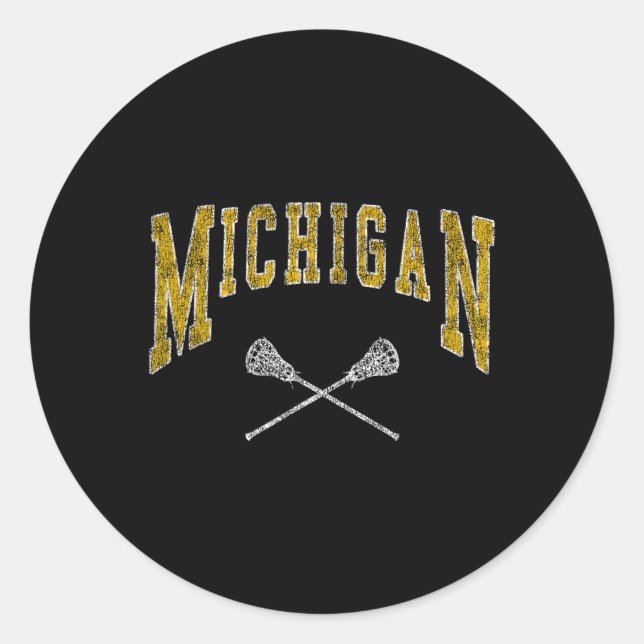 Adesivo Jogadores E Ventiladores Do Michigan Lacrosse Vint (Frente)