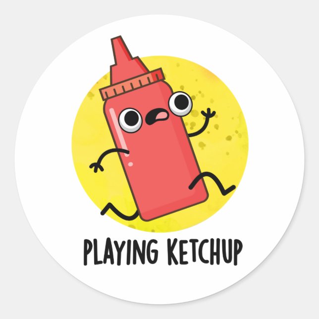 Adesivo Jogando Ketchup Engraçada Molho Pun (Frente)
