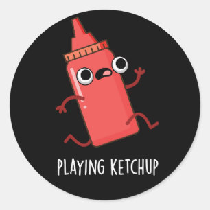 Adesivo Jogando Ketchup Engraçado Molho Engraçado Pun Escu