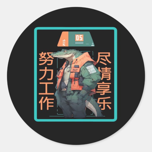 Adesivo Jogar Duro de trabalho de modo que o crocodilo do  (Frente)