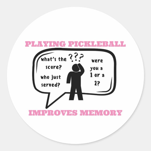 Adesivo Jogar Pickleball melhora a memória de forma engraç (Frente)
