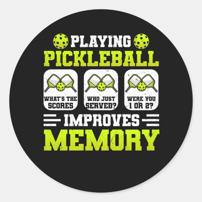 Adesivo Jogar Pickleball melhora a memória O que é que mar (Frente)