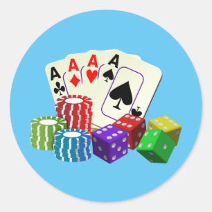 Adesivo Jogo Casino Dice Poker chips Cartões