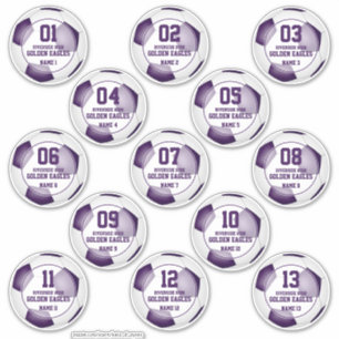 Adesivo jogo de 13 jogadoras brancas roxas