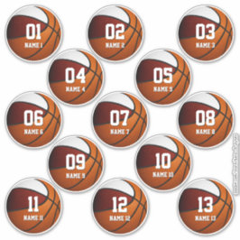Adesivo jogo de basquetebol branco marrom, de 13 rapazes