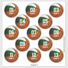 Adesivo jogo de basquetebol branco verde para rapazes de 1
