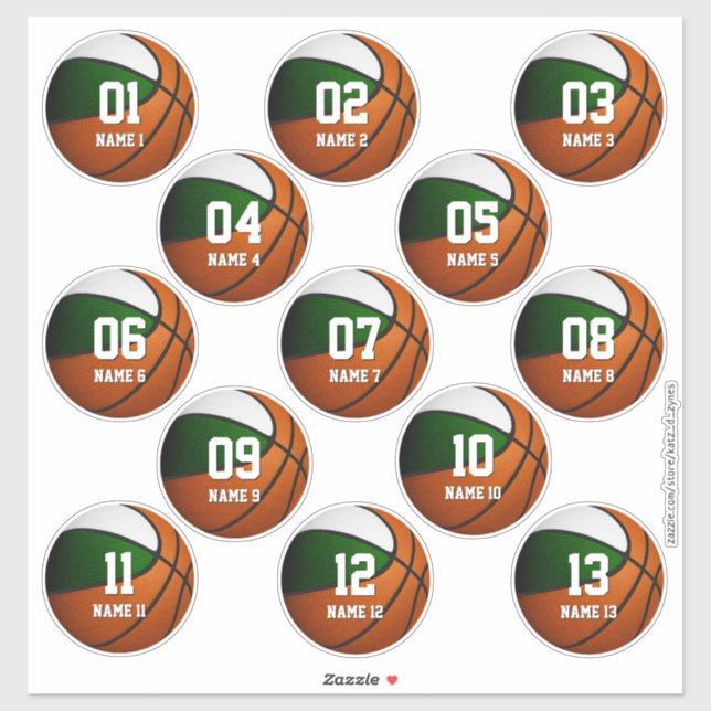 Adesivo jogo de basquetebol branco verde para rapazes de 1 (Folha)