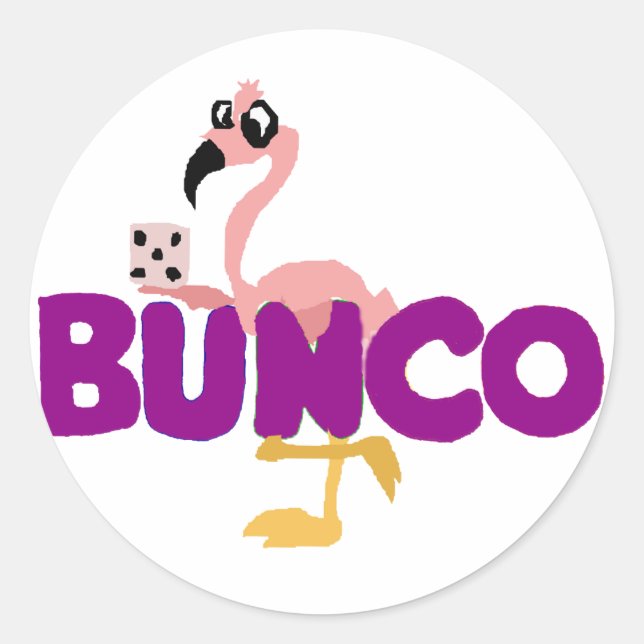 Adesivo Jogo de Dice Bunco Engraçado e Flamingo Rosa (Frente)