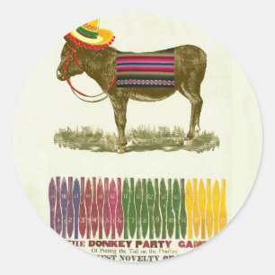 Adesivo Jogo de festa vintage "Pin the Tail on the Donkey"