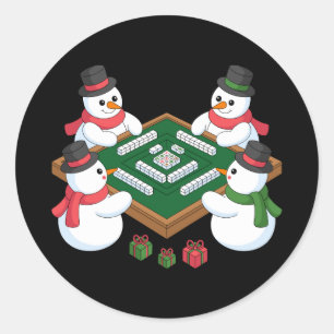 Adesivo Jogo de Mahjong de Natal Boneco de Neve Mesa Féria