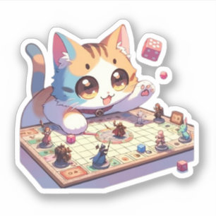 Adesivo Jogo de Tabuleiro Gato Jogando Dados