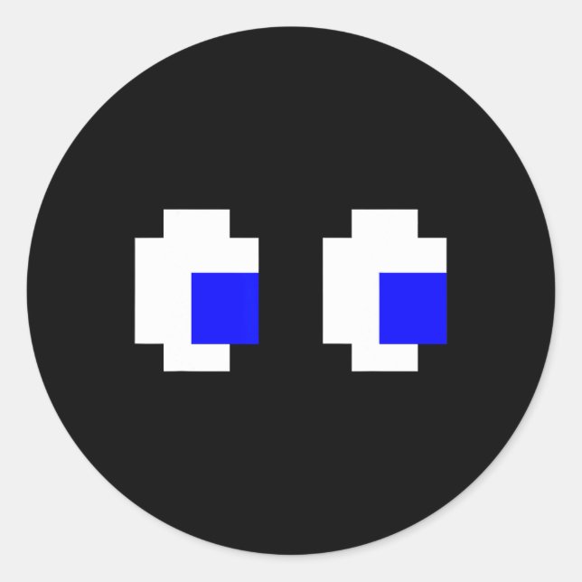 Adesivo Jogo de Vídeo com Arcade de Pixel de Olhos Fantasm (Frente)