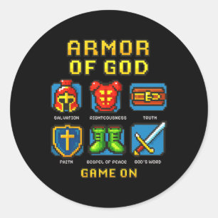 Adesivo Jogo de Vídeo Cristão Armado de Deus Pixel Faith