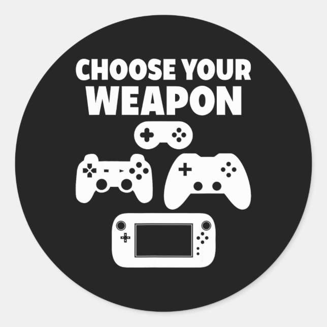Adesivo Jogo Engraçado Escolha Sua Arma (Frente)