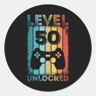 Adesivo Jogo Nível 50 Desbloqueado 50º Aniversário Gamer G