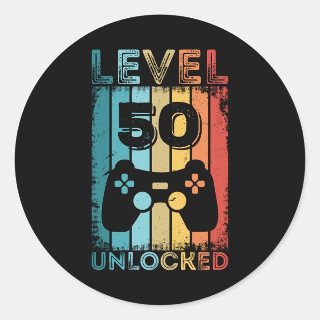 Adesivo Jogo Nível 50 Desbloqueado 50º Aniversário Gamer G (Frente)