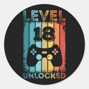 Adesivo Jogos Nível 18 Desbloqueados 18º Aniversário Gamer