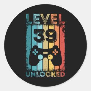 Adesivo Jogos Nível 39 Desbloqueados 39º Aniversário do