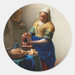 Adesivo Johannes Vermeer. Milkmaid. Vintage belas artes