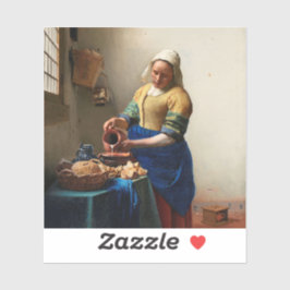 Adesivo Johannes Vermeer Milkmaid. Vintage belas artes
