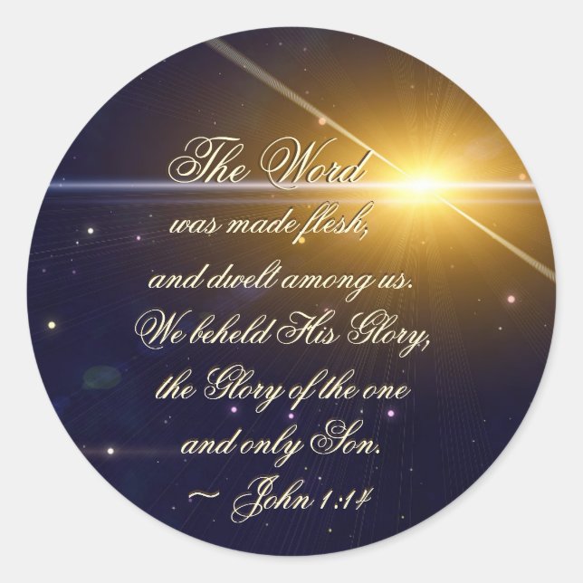 Adesivo John 1:14 A Palavra Se Tornou Carne, Bíblia Versa (Frente)