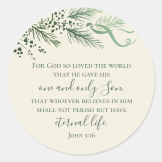 Adesivo John 3:16 Hand Drawn Greenery Christian Christmas