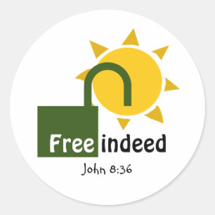 Adesivo John 8:36 GRATUITAMENTE cristão verde personalizáv