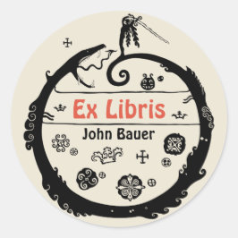 Adesivo John Bauer Curled Dragon Ex libris CC1032