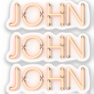Adesivo John Name em Glowing Neon Lights Classic Round Sti