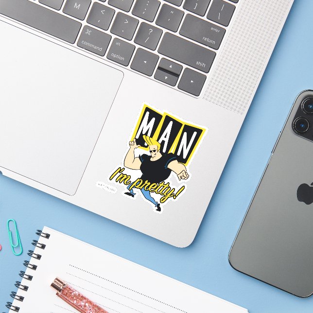 Adesivo Johnny Bravo - Homem, estou Bonito (Notebook com iPhone)
