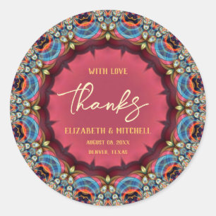 Adesivo Joia Azul Laranja Fractal Renda Obrigado